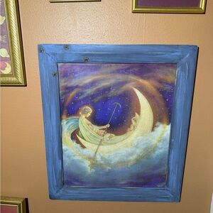 Blue Framed Celestial Angel Art Print